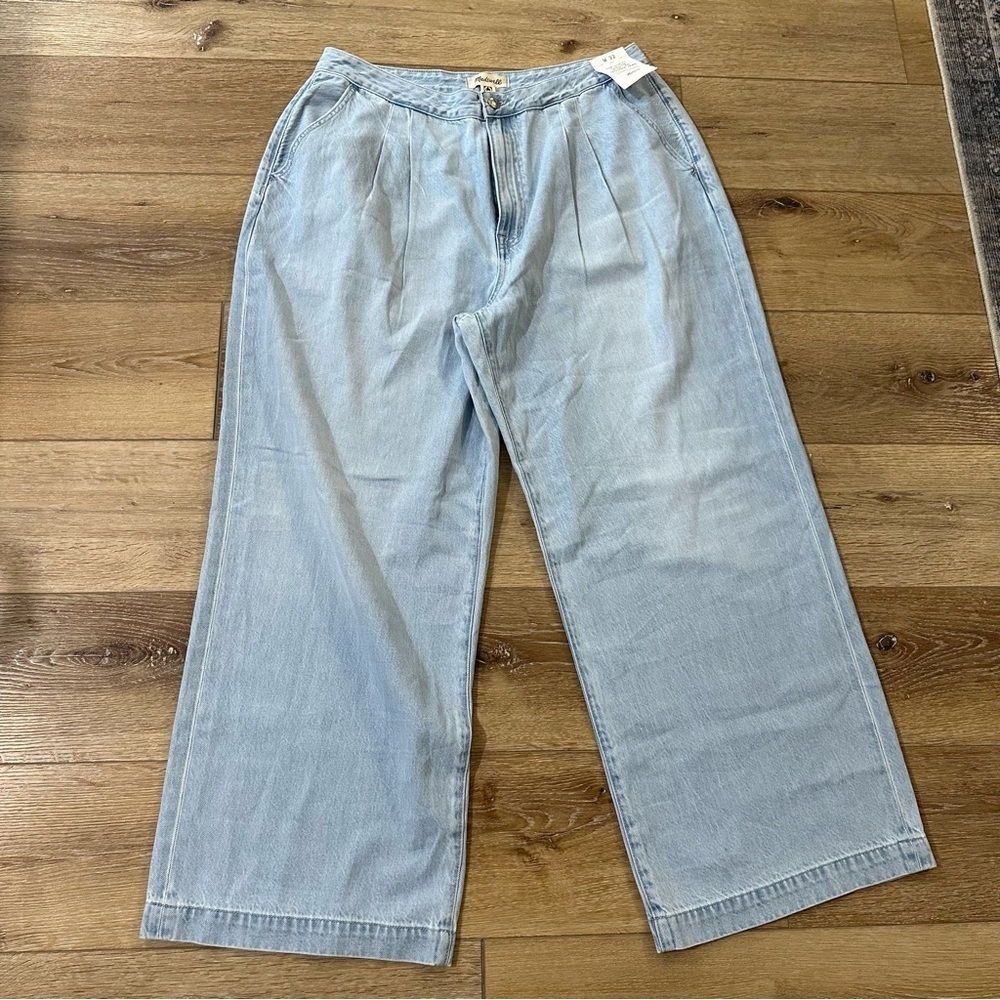 Madewell The Curvy Harlow Wide-Leg Trouser Light Wash Denim Jeans Sz W32 NWT - Picture 2 of 10